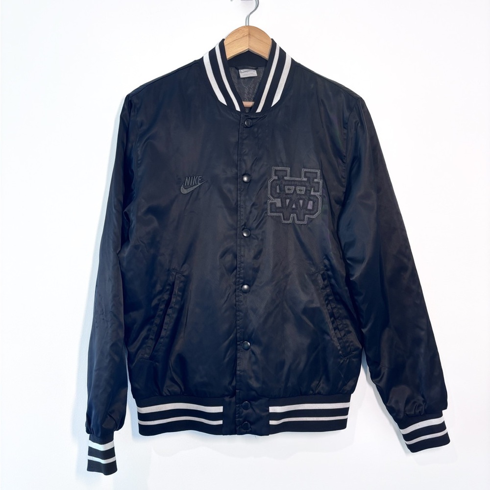 Nike Sportswear Beaverton Oregon Black Satin Varsity Destroyer Jacket Men’s S